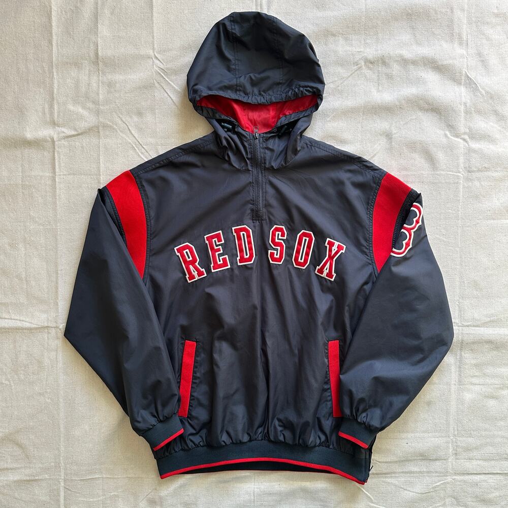 G-III by Carl Banks Vintage Y2k Red Sox Half Zip Pullover Hooded Mens Large